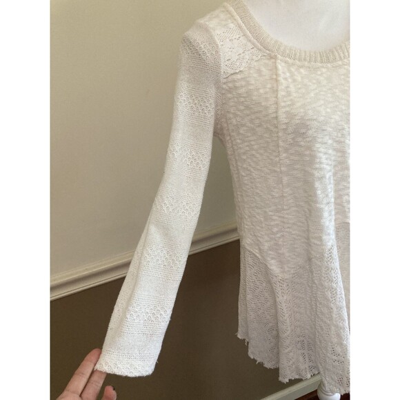 Anthropologie Meadow Rue Top White Hi Low Crochet - Picture 2 of 11